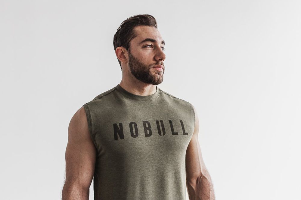 T-Shirts NOBULL Homme Vert - NOBULL Sin Mangas,France (3429-BCRZI)